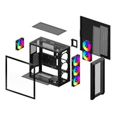 Корпус XASTRA  A500 4ARGB Black ATX/Mesh/ tempered glass / 4x 120mm FC120-ARGB PWM fans/ A500-BK-FC120ARGB-4F-GL