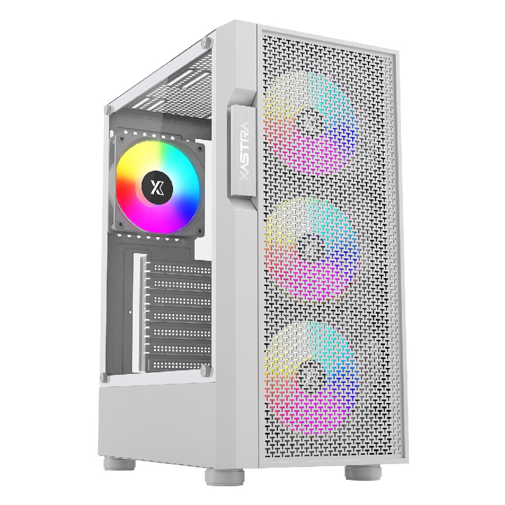 Корпус XASTRA  A302 4FRGB White ATX/Mesh/ tempered glass / 4x120mm FC120-FRGB fans/A302-WH-FC120FRGB-4F-GL